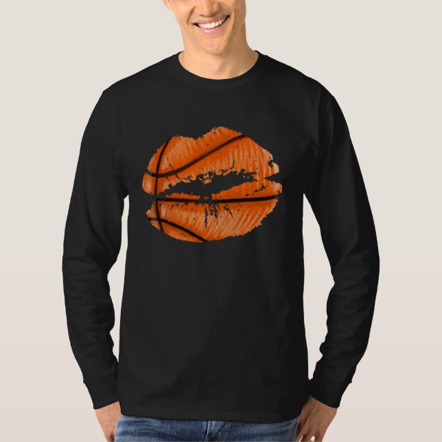 Basketball Lips Trendy Kiss Mouth Women Basketball T Shirt (Framsida)