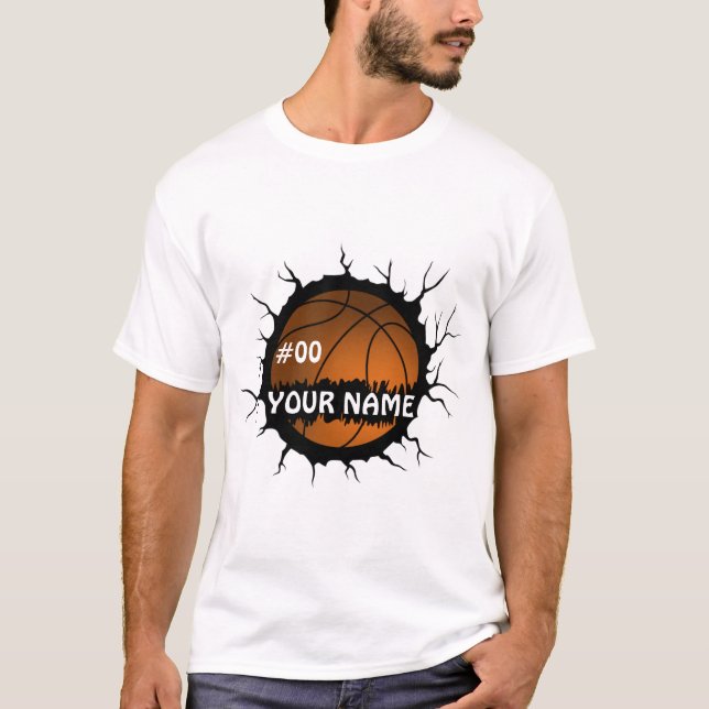 Basketball-Logotyp, eget namn för basketboll T Shirt (Framsida)