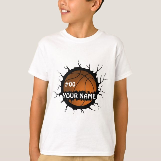 Basketball-Logotyp, eget namn för basketboll T Shirt (Framsida)