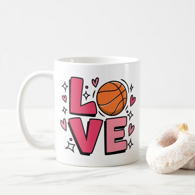 Basketball Love Cute Girls Women Basketball Player Kaffemugg (Med munk)