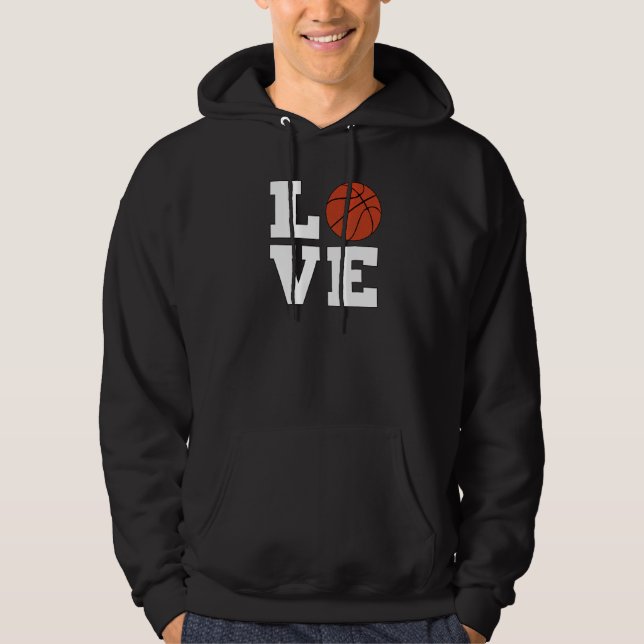 Basketball LOVE for Bball Players Coaches Teams an Hoodie (Framsida)