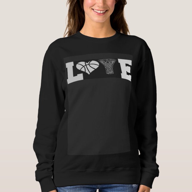 Basketball Love with Net and Ball Heart Valentine  T Shirt (Framsida)