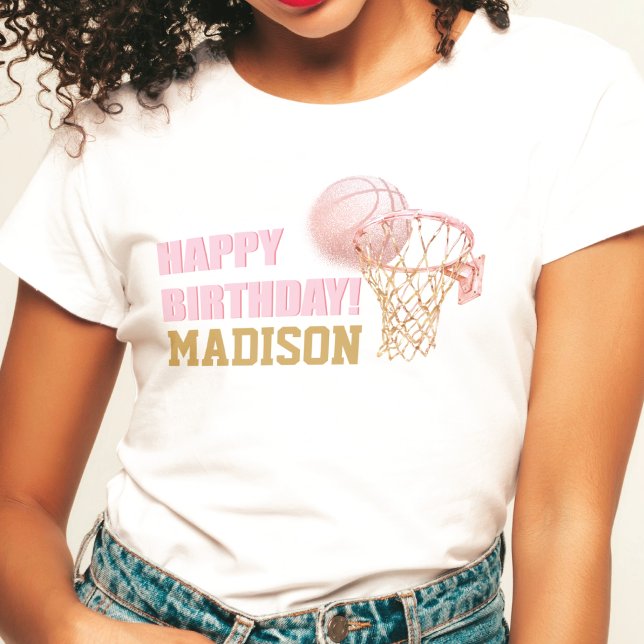 Basketball Luxury Girl Birthday Watercolor T Shirt (Skapare uppladdad)