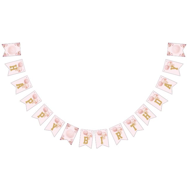 Basketball Luxury Girl Grattis på födelsedagen Vimplar (Alla)