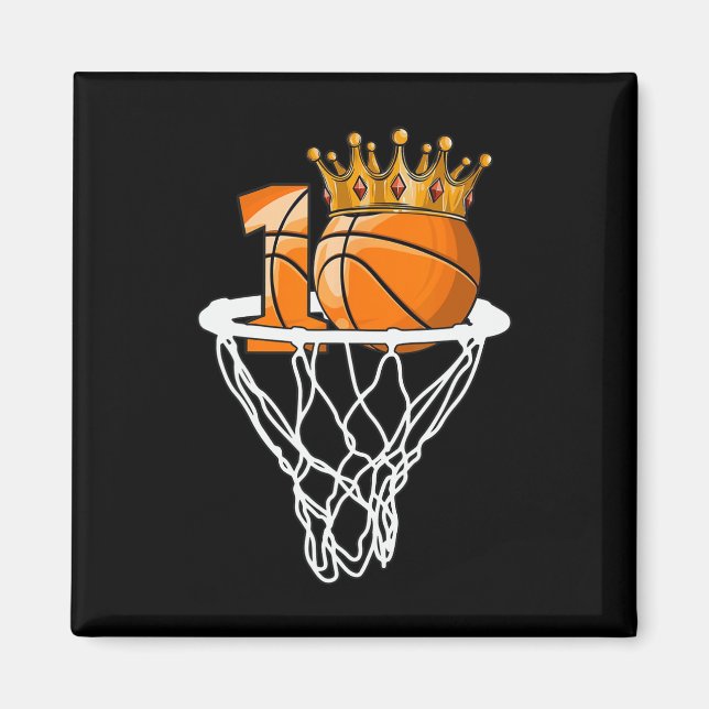 Basketball Lycklig 10:e födelsedagsbollar 10 år Magnet (Framsidan)