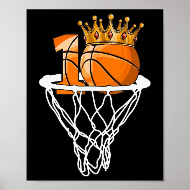 Basketball Lycklig 10:e födelsedagsbollar 10 år Poster (Framsidan)