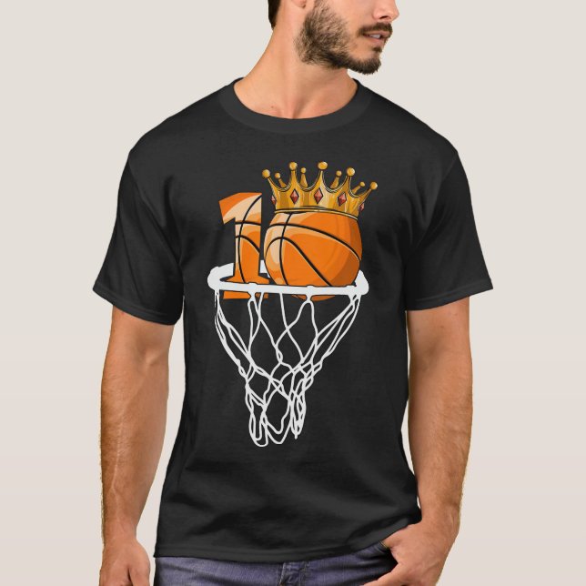 Basketball Lycklig 10:e födelsedagsbollar 10 år T Shirt (Framsida)
