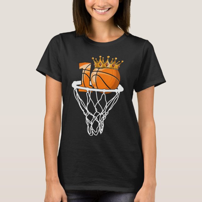 Basketball Lycklig 10:e födelsedagsbollar 10 år T Shirt (Framsida)