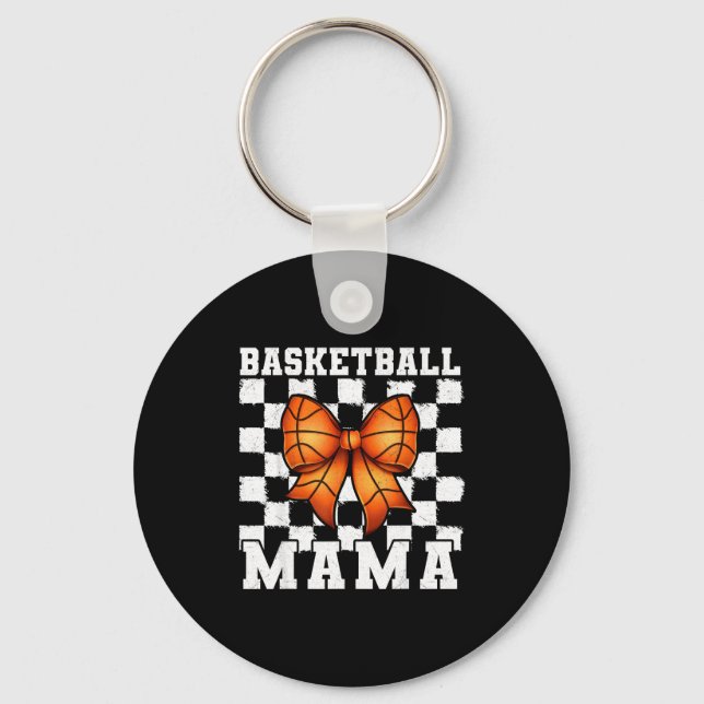 Basketball Mama Coquette Bow Game Day Funny Srts L Nyckelring (Framsida)