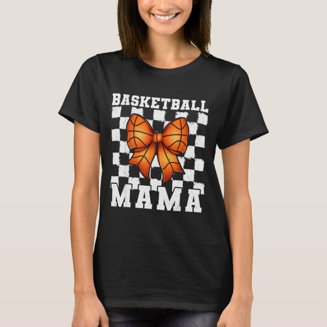 Basketball Mama Coquette Bow Game Day Funny Srts L T Shirt (Framsida)