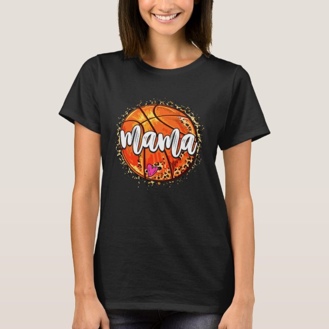 Basketball Mama Sports Mom Leopard Basketball Moth T Shirt (Framsida)