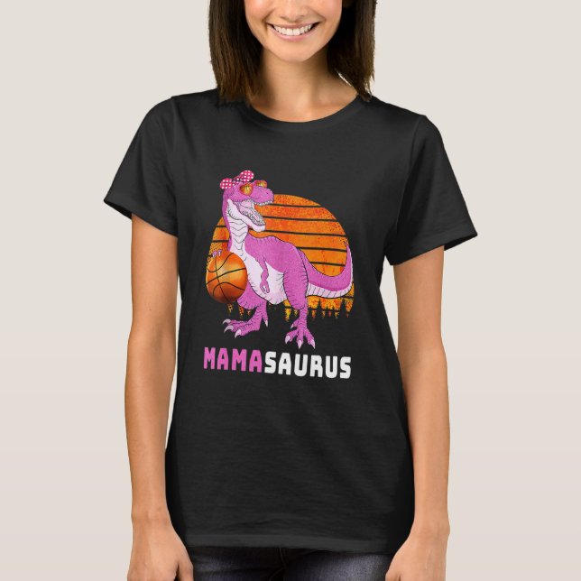 Basketball Mamasaurus Dinosaur Mors dag Kärlek M T Shirt (Framsida)
