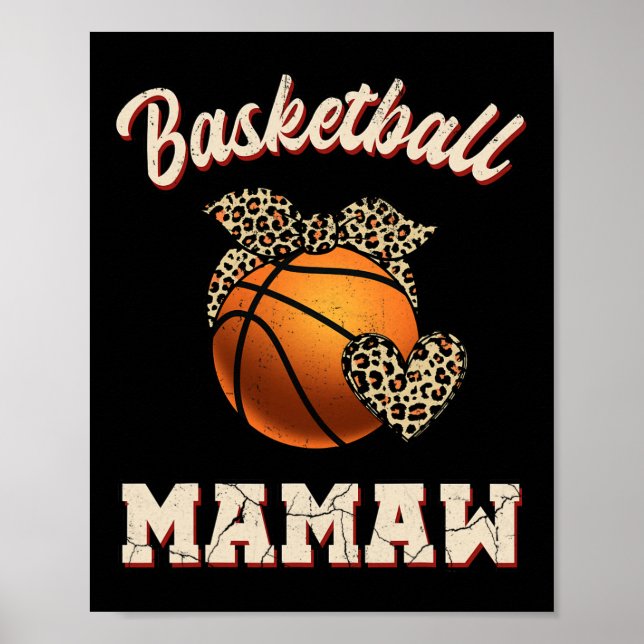 Basketball Mamaw Bandana Leopard Heart Fläkt Mor Poster (Framsidan)