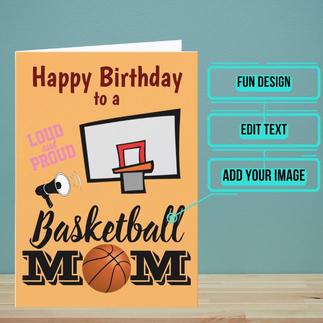 Basketball Mamma Birthday Kort (Mom is at every game and always there to shout her support.)