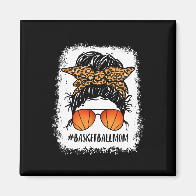Basketball Mamma Bleached Messy Bun Player Mamma M Magnet (Framsidan)