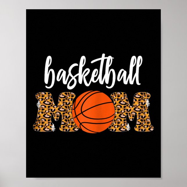 Basketball Mamma Cute Leopard Basketball Gifts til Poster (Framsidan)