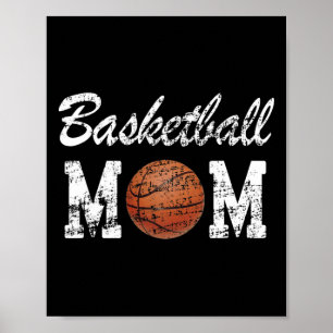 Basketball Mamma Cute Novelty Distress Poster