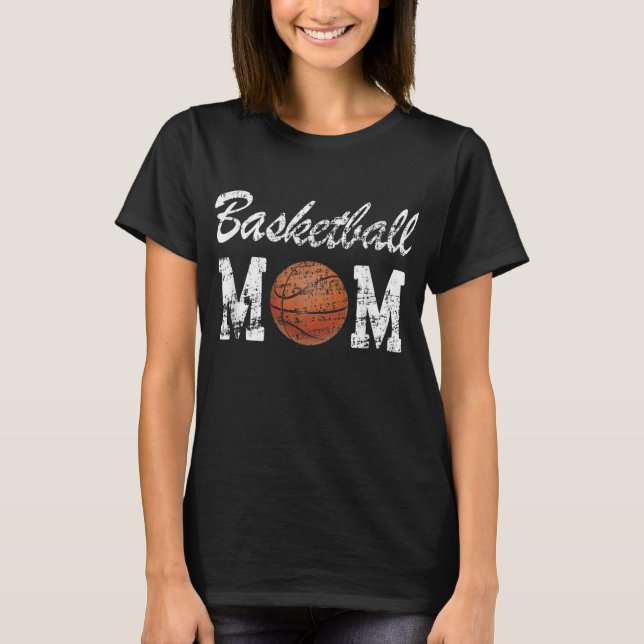 Basketball Mamma Cute Novelty Distress T Shirt (Framsida)