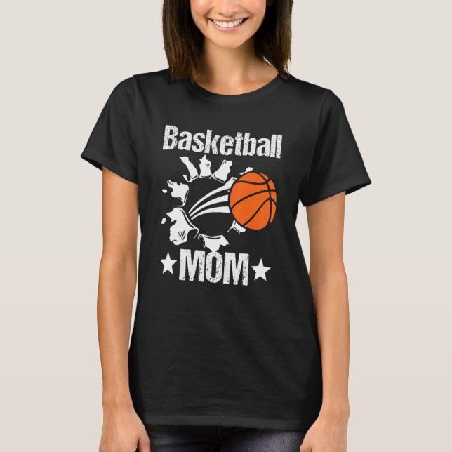 Basketball Mamma Cute Novelty Distress T Shirt (Framsida)