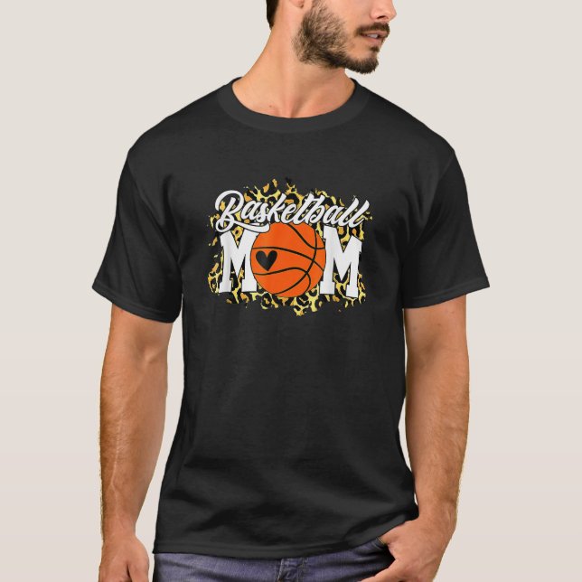 Basketball Mamma Funny Mors dag Leopard Heart Bal T Shirt (Framsida)