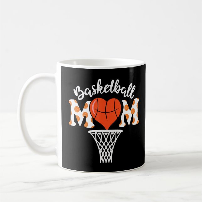 Basketball Mamma Heart Funny Sport Älskare Mor Kaffemugg (Vänster)