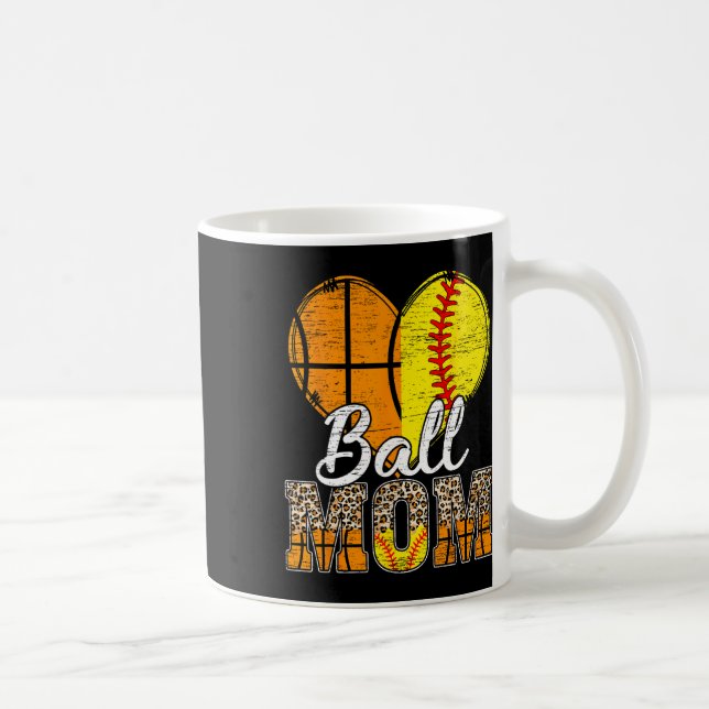 Basketball Mamma Heart Softball Mamma Leopard Mor" Kaffemugg (Höger)