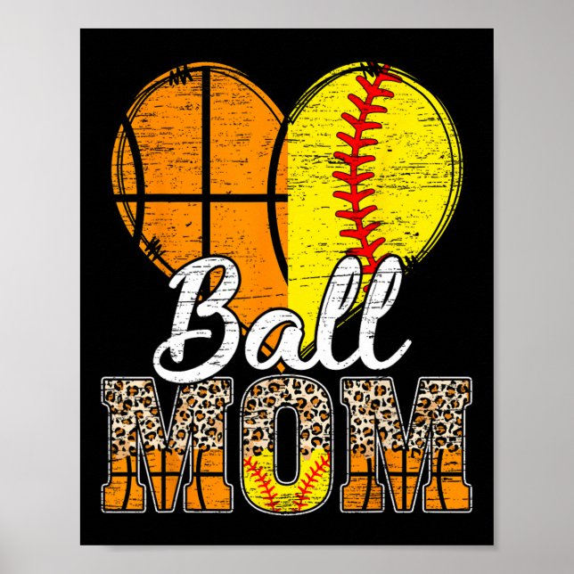 Basketball Mamma Heart Softball Mamma Leopard Mor" Poster (Framsidan)