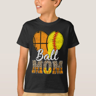 Basketball Mamma Heart Softball Mamma Leopard Mor" T Shirt
