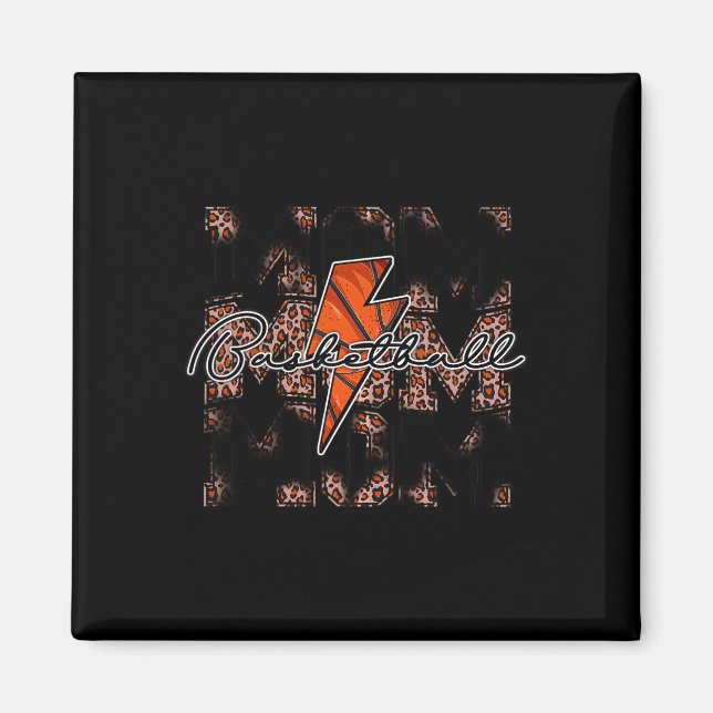 Basketball Mamma leopard blixt basketboll g Magnet (Framsidan)