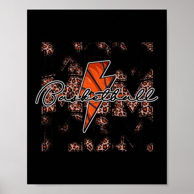 Basketball Mamma leopard blixt basketboll g Poster (Framsidan)