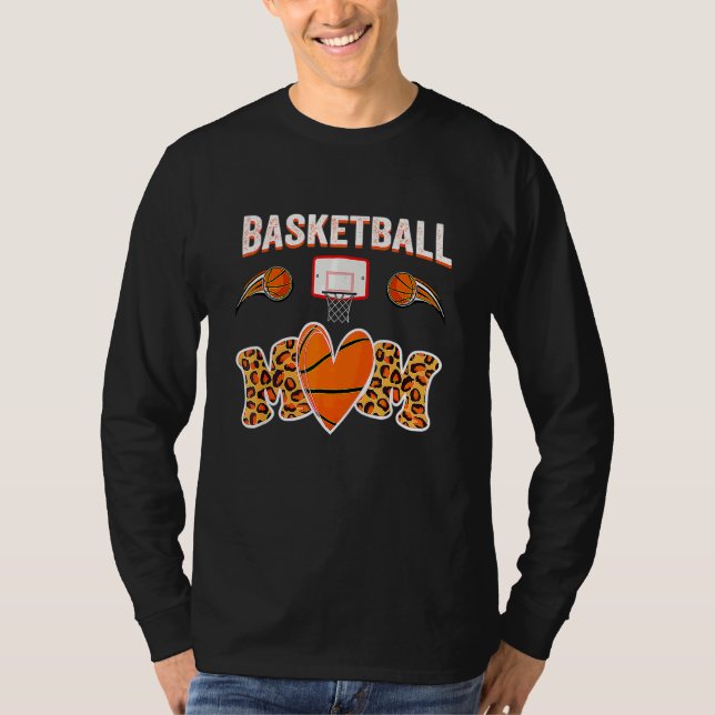 Basketball Mamma Leopard för Mors dag T Shirt (Framsida)