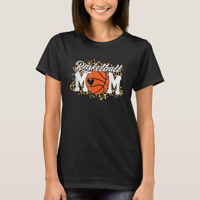 Basketball Mamma Leopard Funny Basketball Mamma T Shirt (Framsida)