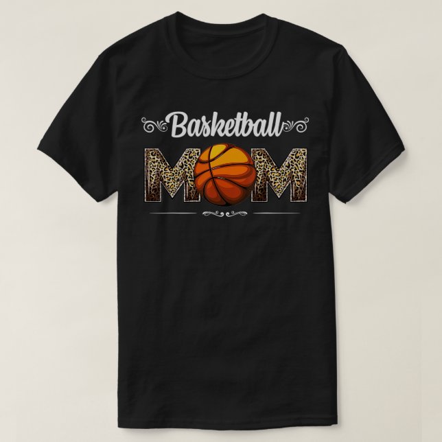 Basketball Mamma Leopard Funny Boll Mamma Mors dag T Shirt (Design framsida)