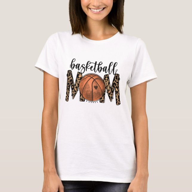 Basketball Mamma Leopard Funny Iports Players Mor T Shirt (Framsida)