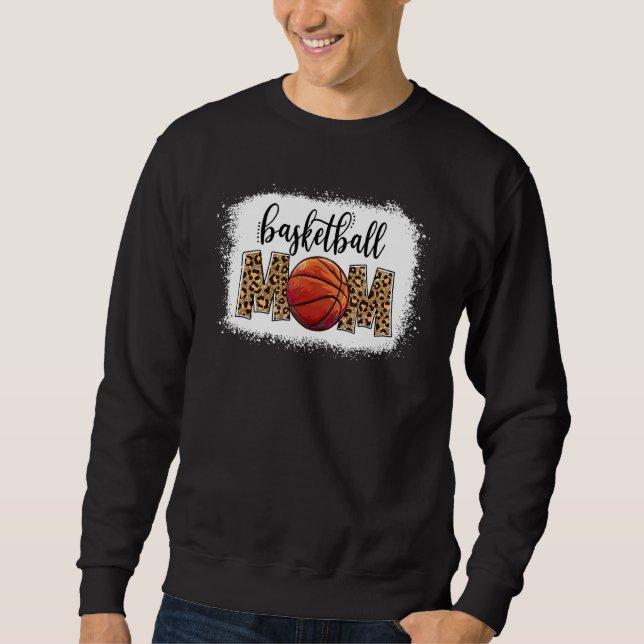 Basketball Mamma Leopard Game Day Vibes Basketball Lång Ärmad Tröja (Framsida)
