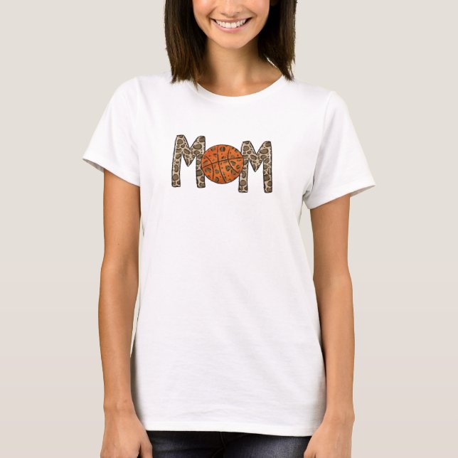 Basketball Mamma Leopard Shirt Snyggt T Shirt (Framsida)