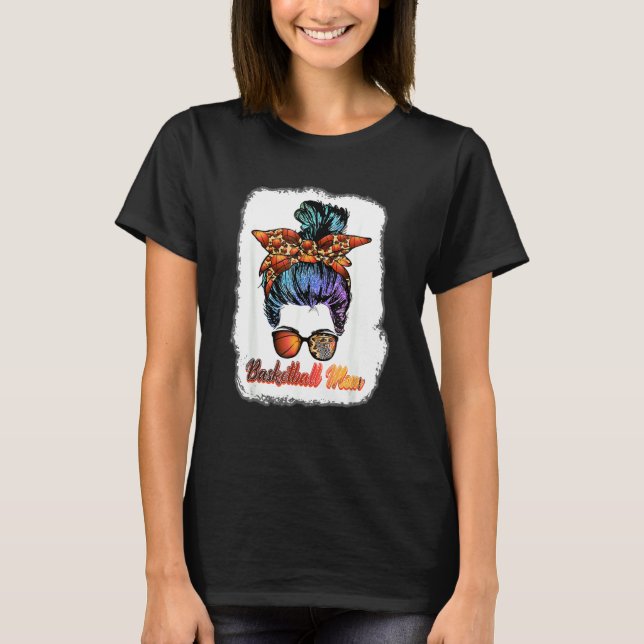 Basketball Mamma Messy Bun Mamma Basketball Player T Shirt (Framsida)