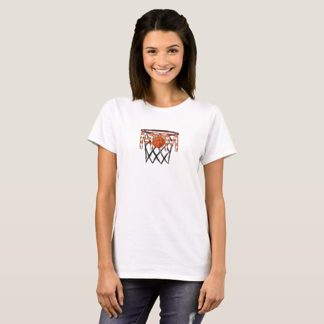 Basketball Mamma Ring Orange Polka Dot Anpassnings T Shirt (Hel framsida)