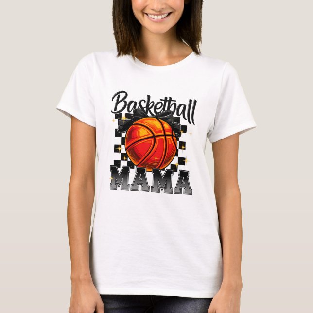 Basketball Mamma Shirt med Bow Graphic - Idrotten  T Shirt (Framsida)
