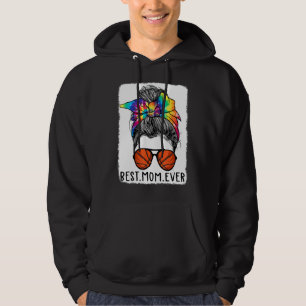 Basketball Mamma Tie Dye Messy Bun Best Mamma Aldr Hoodie