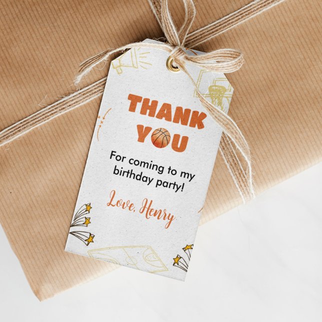 Basketball Märkre Birthday Baby Shower Presentetikett (Skapare uppladdad)