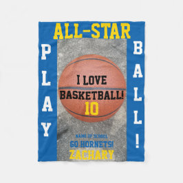 Basketball Medium Blue Team Player Namn Fleecefilt