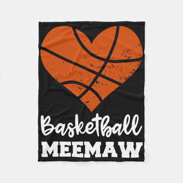 Basketball Meemaw Roligt Basketball Heart Grandma  Fleecefilt (Framsidan)