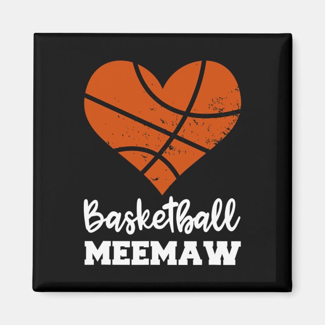 Basketball Meemaw Roligt Basketball Heart Grandma  Magnet (Framsidan)