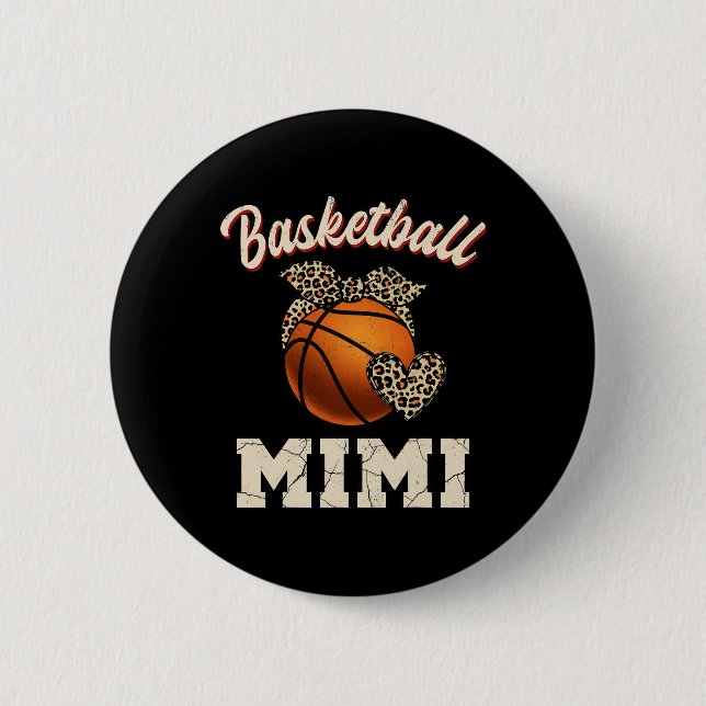 Basketball Mimi Bandana Leopard Heart Fläkt Mor" Knapp (Framsida)