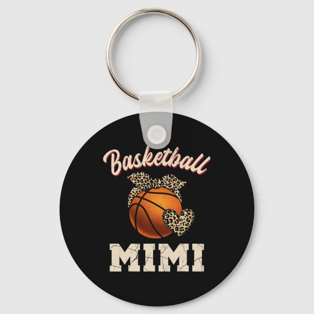 Basketball Mimi Bandana Leopard Heart Fläkt Mor" Nyckelring (Framsida)