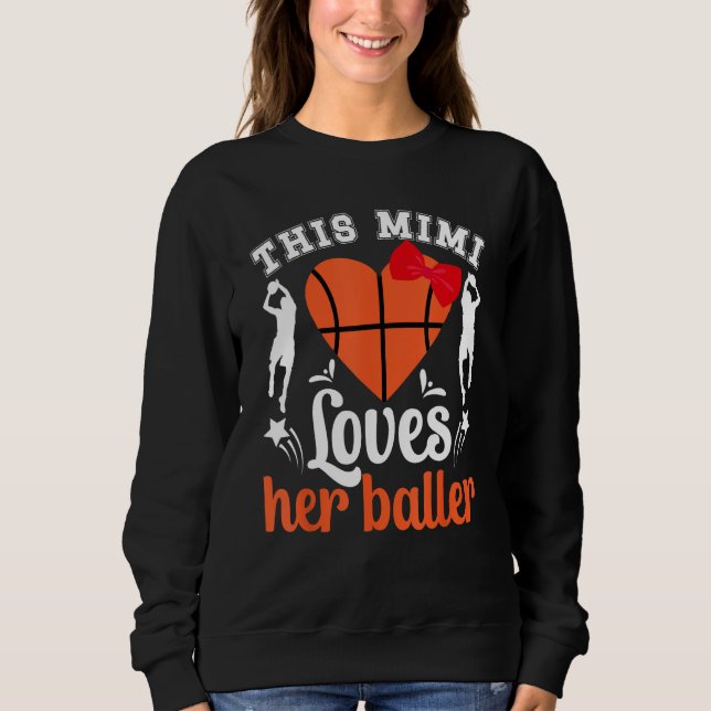 Basketball Mimi Loves Her Baller Mimi Of A Basketb T Shirt (Framsida)