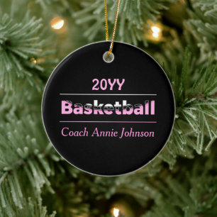 Basketball Minimalist Geometric Arch Ceramic Orna Julgransprydnad Keramik
