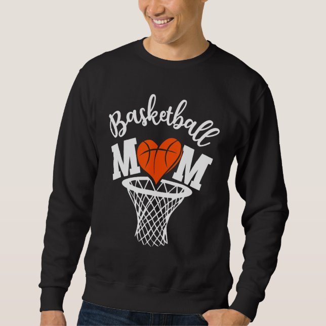 Basketball Mom Cute  Distressed Leopard Mother s D Lång Ärmad Tröja (Framsida)