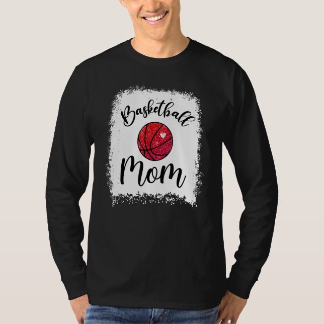 Basketball Mom Leopard Bleached Game Day Women Mot T Shirt (Framsida)